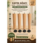 Online Masall Avm 20CM Açılı Ahşap Konik Ayak, Baza Ayağı, Koltuk Ayağı, Tv Ünitesi, Dolap Yükseltici Aparatlı 4lü Konık_acılıplastıkaparatlı, One Size