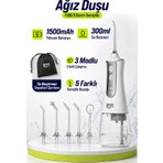 7go 7gmf1 Şarjlı Ağız Duşu (Water Flosser) – 300ML Su Haznesi, 5 Başlıklı Ipx6 Su Geçirmez Diş Temizleme Cihazı