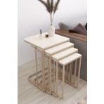 Masalcı Mobilya Paris (Tekerlekli) 4 Lü Zigon Sehpa Cappucino Ayak-Krem Mdf Mebran Ahşap