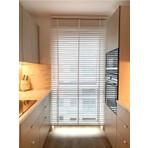 %100 Gerçek Ahşap Jaluzi Perde - 50 mm – Kurdeleli - Beyaz