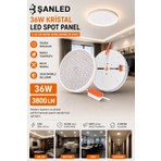 ŞANLED 36W Kristal Beyaz Işık LED Spot Panel 3800 Lümen 2-22 cm Ayarlanabilir Çaplı Tavan Aydınlatma 1 Adet