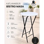 Çağlar Metal Katlanabilir Bistro Masa 70 cm MDF LAMYuvarlak Tabla – Kafe, Düğün, Organizasyon ve Ev Için Şık Metal Masa
