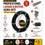 BİMEX Matkap ile Lavabo Gider Açma Seti 16 mm 12 Metre Kanal Açma Yayı | Mutfak Banyo Gider Temizleme Spirali + Baget Uç + Kesici Uç + Matkap Aparatı
