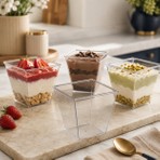 20'li 200 cc Kübik Prizma Mika Kase Magnolya Tatlı Meze Salata Sunum Kabı | Kitchera Home