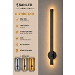 ŞANLED Dekoratif 20W Iç Mekan Siyah Kasa 3 Renkli Işık 80 cm Duvar Aplik Elektrikli
