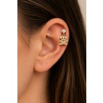 Semtim Kuyumculuk Sertifikalı 316L Çelik Kalp Taşlı Ayıcık Figürlü Sallantılı Premium Altın Kaplama Tragus ve Helix Piercing Altın Sertifikalı, Özel Kutulu, Hediye Paketli