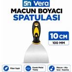 5N Vera 10 cm 100 mm Macun Boyacı Spatulası – Esnek Metal Fiber Saplı Alçı Sıva Boya Kazıma ve Macun Çekme Spatulası