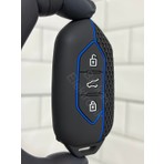 Barkas Elektronik Togg T10X Uyumlu 3 Butonlu Anahtar Koruma Kılıfı Petek Desenli Mavi Çizgili