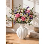 Yumuk Shop Terra Siena Mat Görünümlü Seramik Vazo Iskandinav Modern Bohem Dekoratif Şık Vazo 24X18 cm