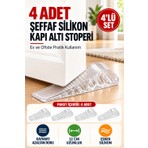 Open City 4 Adet Şeffaf Silikon Kapı Altı Stoperi Kaydırmaz Kapı Durdurucu 12 cm Kapı Sabitleyici