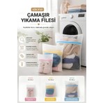 Mor Bebe Fermuarlı Çamaşır Yıkama Filesi Seti 3'lü Beyaz Renk Kaliteli File Kumaş
