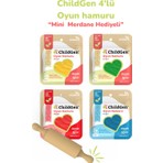 ChildGen Doğal Oyun Hamuru Mini Bio Merdane 4'lü Set 4 x 125 gr Vakumlu Kartuş Paket - Ecopack-Refill