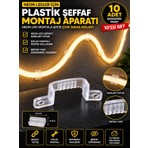 Borsan 10 Adet Neon LED Tutucu Klips Aparatı,bağlantı Montaj Aparatı,kroşe,plastik Şeffaf Montaj APARATI10LU