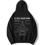 Brz Collection Unisex Oversize F-22 Raptor Hoodie Siyah