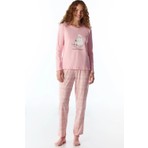 Penti Pembe Rahat Kalp Uzun Kollu Pantolon Pijama Takımı