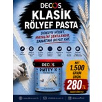 Decos Putty 10 - Klasik Rölyef Pasta 1,5 KG – Modelleme ve Doku Macunu – Stencil, Kabartma ve Dekoratif Sanat Pastası