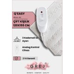 Grej Q'Easy- 3 Kademe Kolay Kullanımlı Çift Kişilik Elektrikli Alt Battaniye- 120x155 cm