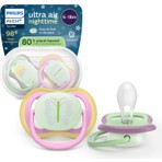 Philips Avent Ultra Air Gece Emziği, Ortadontik, Karanlıkta Parlayan,  6-18 Ay, Kız, SCF376/29