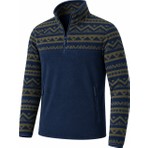 Ghassy Co. Erkek Etnik Desenli 1/4 Zip Yarım Fermuarlı Cepli Polar Outdoor Günlük Kullanım