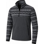 Ghassy Co. Erkek Etnik Desenli 1/4 Zip Yarım Fermuarlı Cepli Polar Outdoor Günlük Kullanım