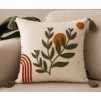 Fuens Punch Nakışlı Kırlent Kılıfı Yüksek Kalite Keten Kumaş - 43*43 cm PUNCH039
