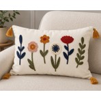 Fuens Punch Nakışlı Kırlent Kılıfı Yüksek Kalite Keten Kumaş - 35*50 cm PUNCH062D
