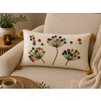 Fuens Punch Nakışlı Kırlent Kılıfı Yüksek Kalite Keten Kumaş - 35*50 cm PUNCH051D