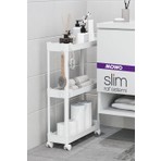 Slim 3 Katlı Tekerlekli Raf Ünitesi Beyaz, Banyo Rafı, Mutfak Rafı, Banyo Düzenleyici