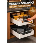 Tasarım Evi Çok Amaçlı Raylı Dolap Içi Çekmece Organizer Sürgülü Mutfak Banyo Kiler Düzenleyici Organizer 1 Adet