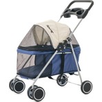 Justie Pet 12 Kg Taşıma Kapasiteli Lacivert Kedi & Köpek Arabası Konforlu Tasarım 57 x 30 x 52 cm