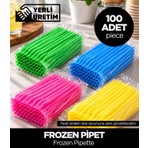 Sepet Doldur Dayanıklı Plastik Frozen Pipet 100 Adet Renkli İçecekler İçin Pratik ve Hijyenik Çözüm