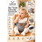 Aibar AİBAR Taşınabilir Bebek Mama Sandalyesi | Katlanabilir Güvenli Sandalye Kemeri | Taşıma Keseli Gri