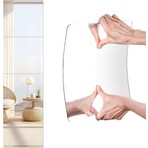 TeknoKapsül 2 Adet Kendinden Yapışkanlı Akrilik Pleksi Ayna, Esnek Dekoratif Sticker Duvar Aynası, Kırılmaz, Hafif, Kolay Montajlı Modern Süsleme, Ev, Ofis, Banyo ve Çocuk Odası Için Gümüş, 30X30 cm