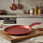  Ayrex 28 cm Granit Krep Tavası - Kırmızı