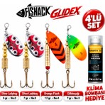Fishack Glidex 4'lü Döner Kaşık Seti + Klima Bombası Hediye - Silver Ladybug 5 gr No:2 + Silver Ladybug 7 gr No:3 + Orange Flash 12 gr No:4 + Gökkuşağı 7 gr No:3