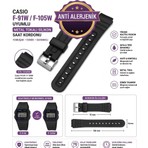 PasajGo Casio F-91W F-105W Uyumlu Metal Tokalı Silikon Saat Kordonu