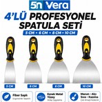 5n Vera 4’lü Spatula Seti 5-6-8-10 cm – Boya Badana, Macun Çekme, Alçı Sıva ve Kazıma Işleri Için
