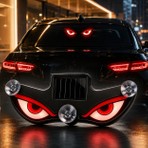 Corcishop Vantuzlu Solar Güneş Enerjili ve Şarj Edilebilir Devil Eyes Araç Işıkları Ön/arka/yan Cam Için USB Bağlantılı LED Işıkları Kırmızı-Sarı