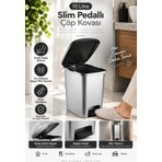 Slim Pedallı Banyo Mutfak Çöp Kovası - 10 Litre - Antrasit