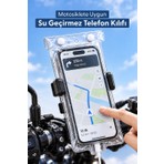 Pandamoto Universal Su Geçirmez Şarj Girişli Motosiklet Scooter Bisiklet ATV Telefon Tutucu Kılıf