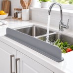 YDGR Gri Lavabo Önü Su Sıçrama Önleyici Bariyer – Bulaşık Yıkama Sıçrama Koruyucu | Tezgah Önü Su Bariyeri 42 cm