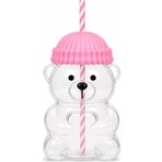 TeknoKapsül Orret Home 580 ml Ayıcık Desenli Cam Bardak Pipetli Silikon Kapaklı Soğuk Kahve Bardağı Şeffaf Cam Kupa Sevimli Ayıcık Bardak Bubble Tea Smoothie Milkshake Meyve Suyu Içecek Bardağı Çocuk ve Yetişkin