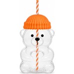 TeknoKapsül Orret Home 580 ml Ayıcık Desenli Cam Bardak Pipetli Silikon Kapaklı Soğuk Kahve Bardağı Şeffaf Cam Kupa Sevimli Ayıcık Bardak Bubble Tea Smoothie Milkshake Meyve Suyu Içecek Bardağı Çocuk ve Yetişkin