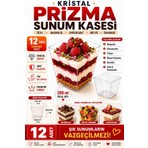 Optimex 200 ml Kristal Prizma Sunum Kasesi 12 Adet Şeffaf Sert Plastik Tek Kullanımlık Magnolia Tatlı Meyve Kasesi
