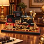CoverZone Retro Lokomotif Müzik Kutusu, Vintage Tren Tasarımlı Dekoratif Masaüstü Süs, Hareketli Tekerlekli Hediyelik Tren, MK32