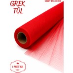 Beraye Tül, Kırmızı Iran Grek Tül, Nişan Çeyiz Bohça Kapı Doğum Günü Konvoy Parti Dekor Süsleme, 3 Metre (En 70CM)