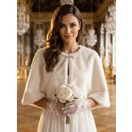 Elegance Scarf Broşlu Premium Suni Kürk Etol Gelin Bolero Gelinlik Bolero Gelin Şalı Abiye Şal Kırık Beyaz