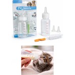 Duffa 50 ml Yavru Kedi Köpek Beslenme Biberonu Fırça Setli 3 Başlıklı Yumuşak Biberon Seti