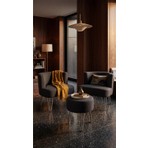 Ay Concept Pure 2'li Çay Seti Berjer ve Puf Takımı Keten Kumaş Siyah