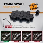 WPI 20 Adet + 4 Yedek Bijon Kapağı 17MM + Sökme Aparatı ( Peugeot - Citreon - Fiat - Renault - Opel - Toyota - Volkswagen - Hyundai - Kia ) Oem: 5408.12 / 9644577080 / 1611818780 / PB9081 / 26050 / 26051
